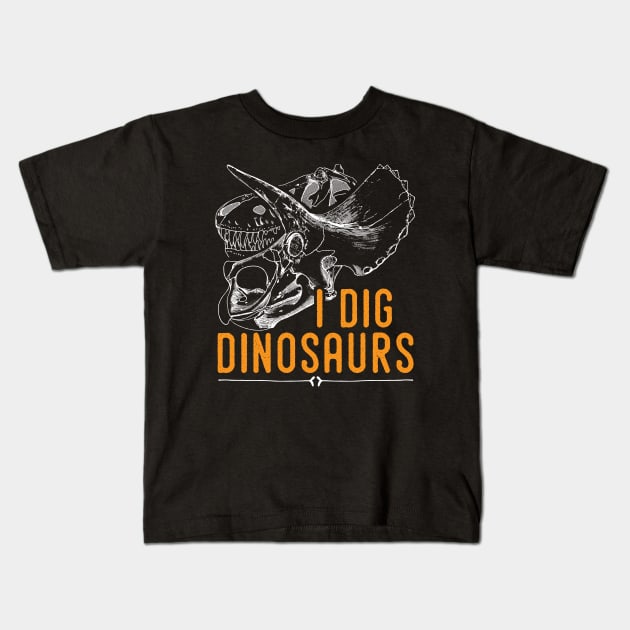 I dig dinosaurs tshirt - ideal gift for paleontologists Kids T-Shirt by Diggertees4u